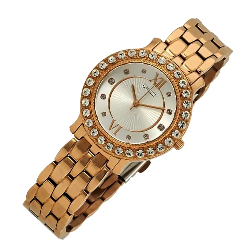 Guess Blush Crystal Silver Dial Solid Ladies Watch- W1062L3